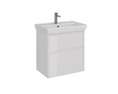 Тумба Lemark COMBI 70 см под 1 раковину, подвесная/напольная, 2 ящика, цвет корпуса, фасада: Белый г