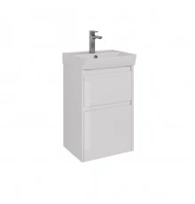 Тумба Lemark COMBI 45 см под 1 раковину, подвесная/напольная, 2 ящика, цвет корпуса, фасада: Белый г