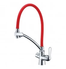 Comfort Смеситель для кухни, гиб.излив 210мм фильтр.воды, р/ОД, хром/красный, LM, LM3070C-Red