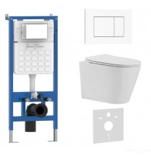 Комплект 3в1 IBERICA BLANCA инсталляция SILENCIO, унитаз BURGOS ALTO белый, кнопка смыва ESTI-S белый глянцевый (IB001.BRA.231.855)