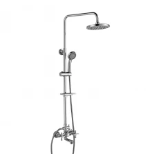 RS42 Смеситель для ванны-душа, пов.излив 130мм с верх.лейкой 'Троп.дождь', р/ДВ, хром,ROS,RS42-46