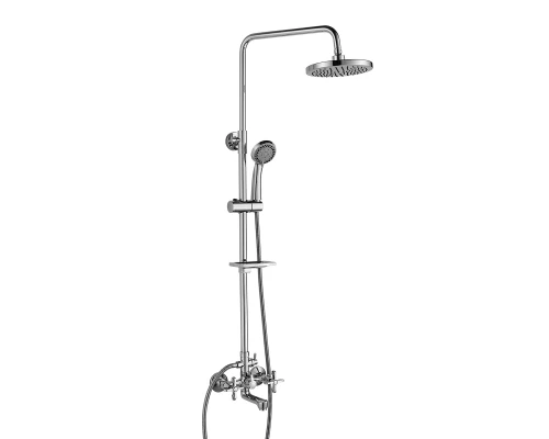 RS42 Смеситель для ванны-душа, пов.излив 130мм с верх.лейкой 'Троп.дождь', р/ДВ, хром,ROS,RS42-46