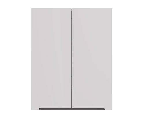 Шкаф Lemark BUNO 60 см подвесной, 2-х дверный, цвет планки: Серый, цвет корпуса, фасада: Белый гляне