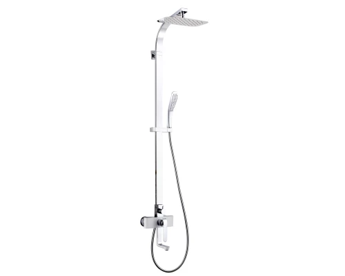 Melange Смеситель для ванны-душа, пов.излив 183мм лейка'Троп.дождь', р/ОД, хром/белый, LM, LM4962CW