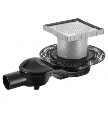 Трап водосток напольный PLATZ Keramik 150х150 под плитку, без обрамления, S-сифон D50 H60 боковой, B