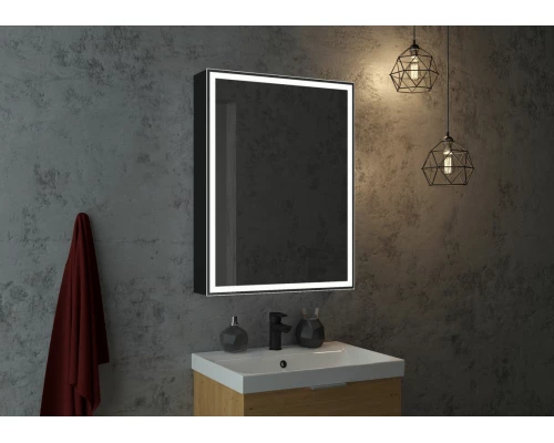 Зеркало-шкаф Mirror Box black Led 600х800