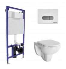 Комплект для монтажа подвесного унитаза GAMMA: инсталляция NOVUM525, кнопка D7, унитаз  с сиденьем G