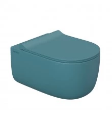 Унитаз подвесной EGO XL Rimless 54 см, сиденье дюропласт EGO XL Slim SO матовый темно-синий, микроли