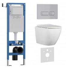 Комплект 3в1 IBERICA BLANCA инсталляция SILENCIO MINI, унитаз BILBAO ALTO белый, кнопка смыва ESTI-R хром матовый (IB.001M.BLA.231.214)