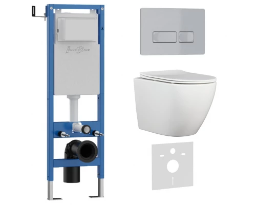 Комплект 3в1 IBERICA BLANCA инсталляция SILENCIO MINI, унитаз BILBAO ALTO белый, кнопка смыва ESTI-R хром матовый (IB.001M.BLA.231.214)