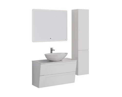 Тумба Lemark MIANO, 100 см под 1 раковину, подвесная, 2 ящика, цвет корпуса, фасада: Белый глянец