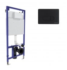 Инсталляция  для скрытого монтажа унитаза NOVUM кнопка D5 Soft Touch, черная, BERGES