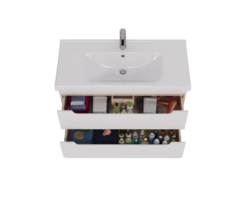 Тумба Lemark OLIVIA 100 см под 1 раковину, подвесная, 2 ящика, цвет корпуса: Дуб кантри, цвет фасада