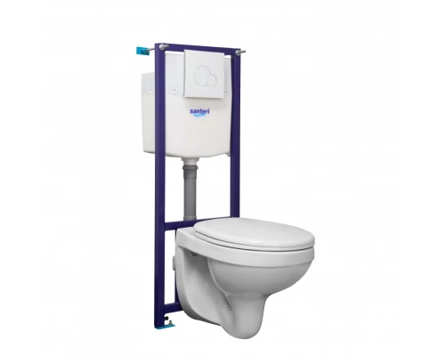 Пэк Альфа комфорт (подвес. унитаз с сид.полипр.SC, инсталляция, белая панельSANTERI