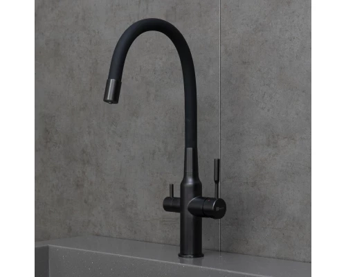 Expert Смеситель для кухни, с гибким изливом, с подключением к фильтру питьевой воды, черный