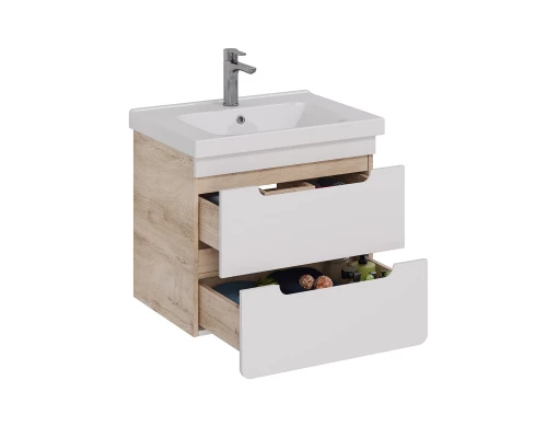 Тумба Lemark OLIVIA 65 см под 1 раковину, подвесная, 2 ящика, цвет корпуса: Дуб кантри, цвет фасада: