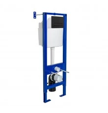 Инсталляция  для скрытого монтажа унитаза АТОМ Line 410 кнопка черная Soft Touch, BERGES