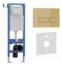 Комплект 2в1 IBERICA BLANCA инсталляция SILENCIO MINI, кнопка смыва ESTI-R золото матовое (IB.001M.215)