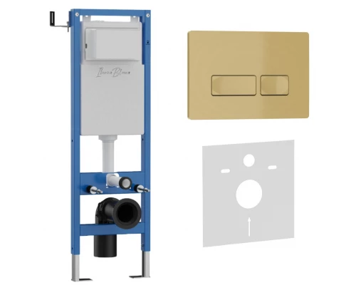 Комплект 2в1 IBERICA BLANCA инсталляция SILENCIO MINI, кнопка смыва ESTI-R золото матовое (IB.001M.215)