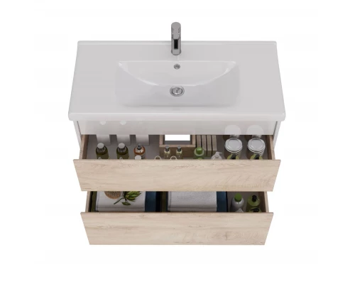 Тумба Lemark COMBI 100 см под 1 раковину, подвесная/напольная, 2 ящика, цвет фасада: Дуб кантри, цве