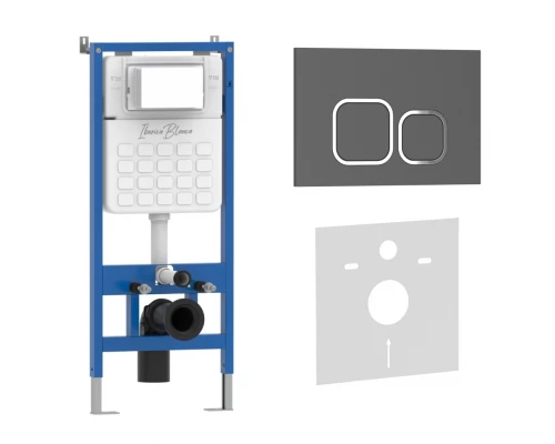 Комплект 2в1 IBERICA BLANCA инсталляция SILENCIO, кнопка смыва ESTI-Q серый матовый (IB001.837)