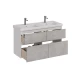 Тумба Lemark COMBI 125 см под 2 раковины, подвесная/напольная,4 ящика, цвет фасада: Бетон, цвет корп