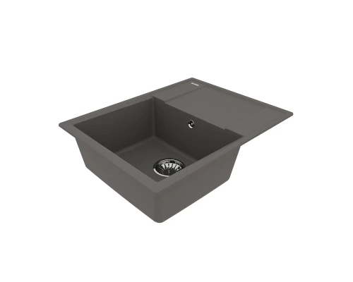 Кухонная мойка Lemark IMANDRA 640 врезная прямоугольная с крылом из кварцгранита, Серый шёлк