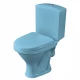 Унитаз-компакт "Вест" косой выпуск, с кнопочной арматурой и сиденьем, голубой SANTERI