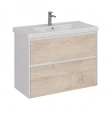 Тумба Lemark COMBI 100 см под 1 раковину, подвесная/напольная, 2 ящика, цвет фасада: Дуб кантри, цве