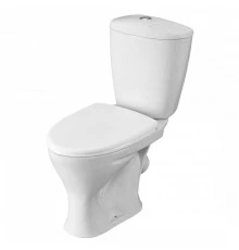 Унитаз-компакт "Версия" наклонный выпуск, с кнопочной арматурой и сиденьем, крап на белом  SANTERI