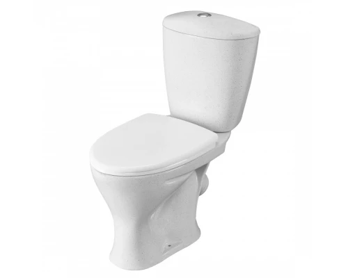 Унитаз-компакт "Версия" наклонный выпуск, с кнопочной арматурой и сиденьем, крап на белом  SANTERI