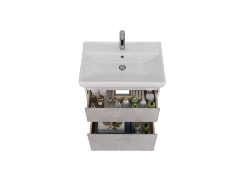 Тумба Lemark COMBI 70 см под 1 раковину, подвесная/напольная, 2 ящика, цвет фасада: Бетон, цвет корп