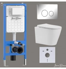 Комплект 3в1 IBERICA BLANCA инсталляция SILENCIO, унитаз BURGOS ALTO белый, кнопка смыва INOX-O хром глянцевый (IB001.BRA.231.8131)
