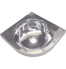 Раковина из нержавеющей стали угловая закругленная 126x360x360 мм, шт