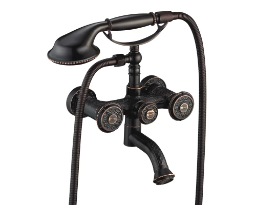 Jasmine Смеситель для ванны, пов.излив 152мм держ.на теле лейка, р/ДВ, черная бронза, LM, LM6614ORB