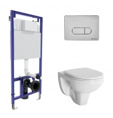 Комплект для монтажа подвесного унитаза GAMMA: инсталляция NOVUM525, кнопка D3, унитаз  с сиденьем G