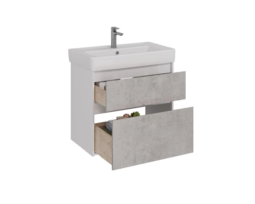 Тумба Lemark COMBI 80 см под 1 раковину, подвесная/напольная, 2 ящика, цвет фасада: Бетон, цвет корп