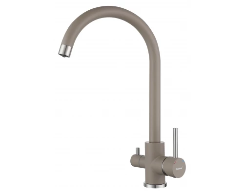 GRANFEST QUARZ  Смеситель для кухни U-обр. с краном питьевой воды D-35мм (песочный)