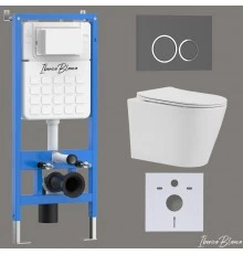 Комплект 3в1 IBERICA BLANCA инсталляция SILENCIO, унитаз BURGOS ALTO белый, кнопка смыва ESTI-O серый матовый (IB001.BRA.231.827)