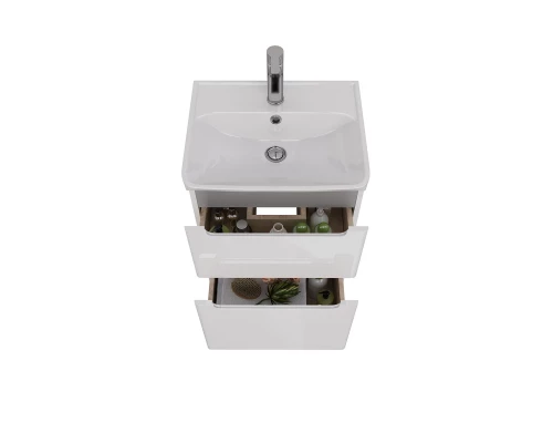 Тумба Lemark BUNO 50 см под 1 раковину, подвесная/напольная, 2 ящика, цвет планки: Серый, цвет корпу