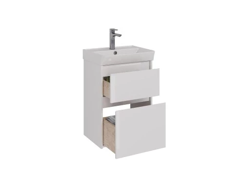 Тумба Lemark COMBI 50 см под 1 раковину, подвесная/напольная, 2 ящика, цвет корпуса, фасада: Белый г