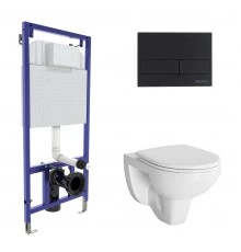 Комплект для монтажа подвесного унитаза GAMMA: инсталляция NOVUM525, кнопка L5, унитаз  с сиденьем