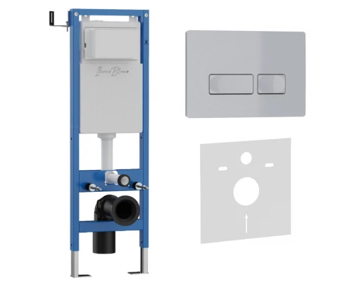 Комплект 2в1 IBERICA BLANCA инсталляция SILENCIO MINI, кнопка смыва ESTI-R хром матовый (IB.001M.214)