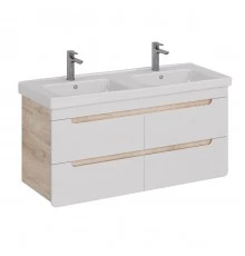 Тумба Lemark OLIVIA 125 см под 2 раковины, подвесная,4 ящика, цвет корпуса: Дуб кантри, цвет фасада: