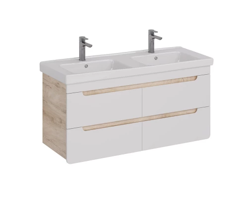 Тумба Lemark OLIVIA 125 см под 2 раковины, подвесная,4 ящика, цвет корпуса: Дуб кантри, цвет фасада: