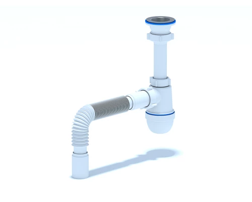 ANI Сифон для раковины 1 1/2"*40 c гибкой трубой 40*40. (длина винта 70мм.), ANI PLAST