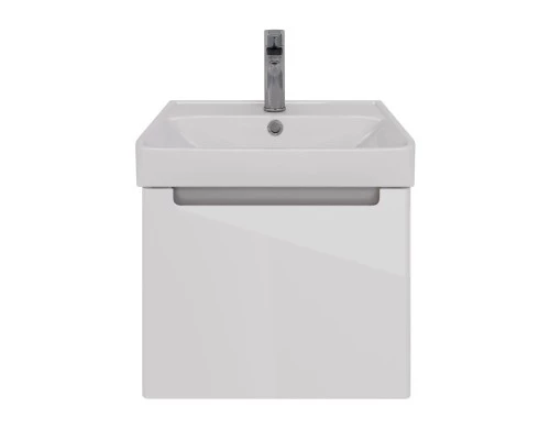 Тумба Lemark BUNO MINI 50 см под 1 раковину, подвесная, 1 ящик, цвет планки: Серый, цвет корпуса, фа