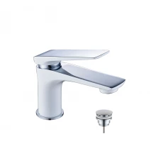 Allegro Смеситель для раковины, монолит.излив 84мм дон.клап.Click/C, р/ОД, хром/белый, LM, LM5906CW