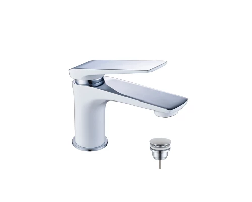 Allegro Смеситель для раковины, монолит.излив 84мм дон.клап.Click/C, р/ОД, хром/белый, LM, LM5906CW