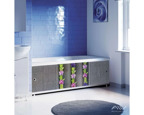 ОПТИМА_Decor Экран для ванны 150 см,ПВХ с офсетной печатью,(орхидея-037), ALAVANN
